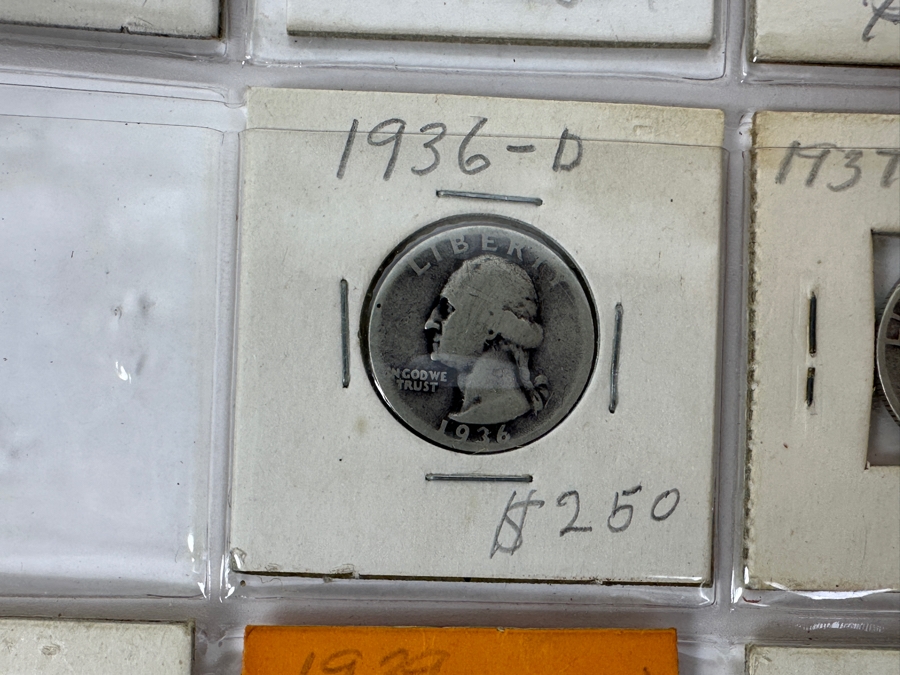(13) Silver Washington Quarters From 1934-1941 Including 1935-S, 1936-D, 1938, 1938-S, 1939-D And 1940-S - See Photos For Details [Photo 5]