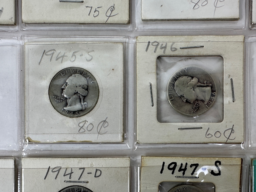 (15) Silver Washington Quarters From 1942-1948 Including 1943-S, 1947-D And 1947-S - See Photos For Details [Photo 7]