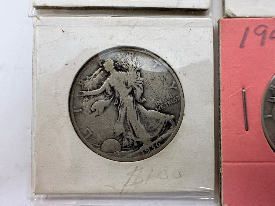 (4) Walking Liberty Silver Half Dollars: 1935, (2) 1936 And 1941 D [Photo 4]
