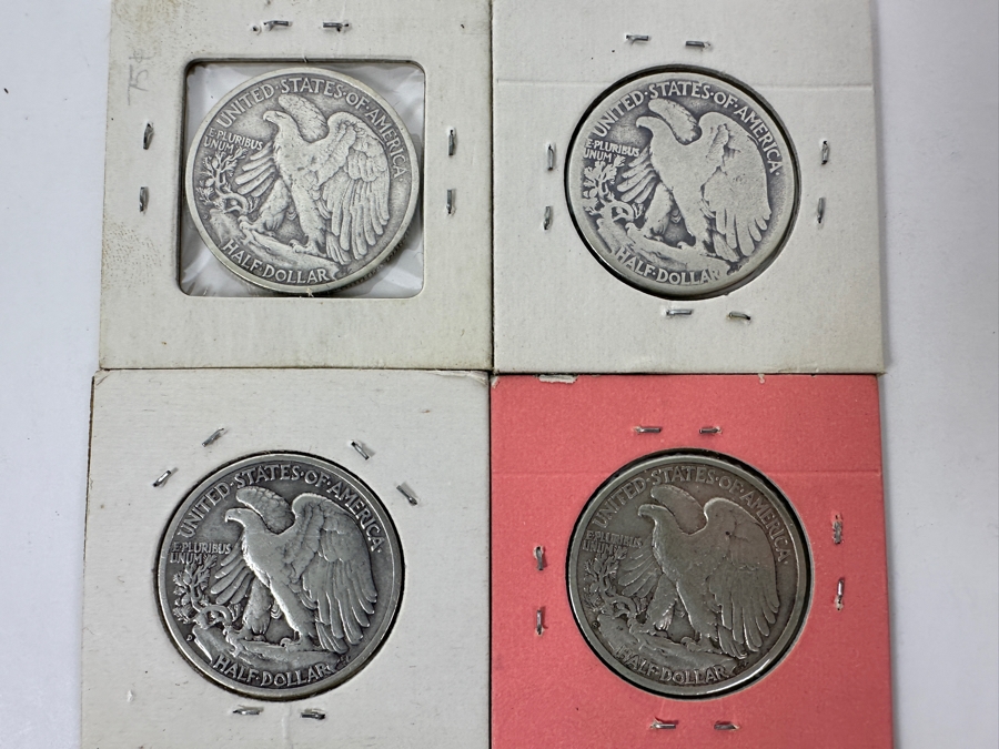 (4) Walking Liberty Silver Half Dollars: 1941-S, 1942, 1942-D And 1942-S [Photo 6]