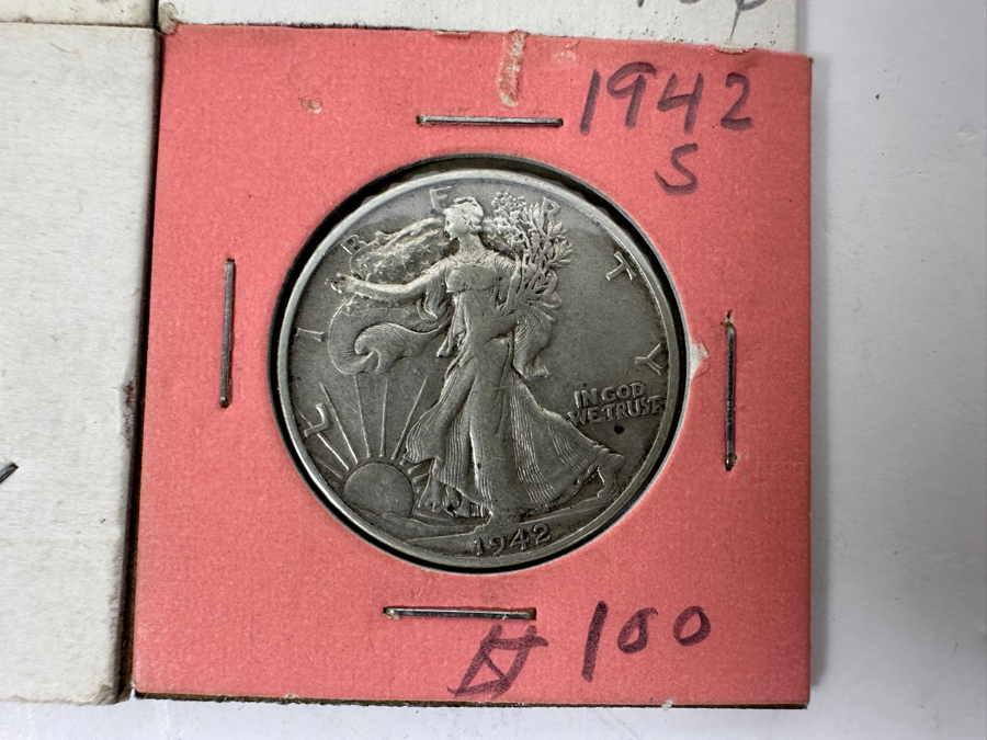(4) Walking Liberty Silver Half Dollars: 1941-S, 1942, 1942-D And 1942-S [Photo 5]