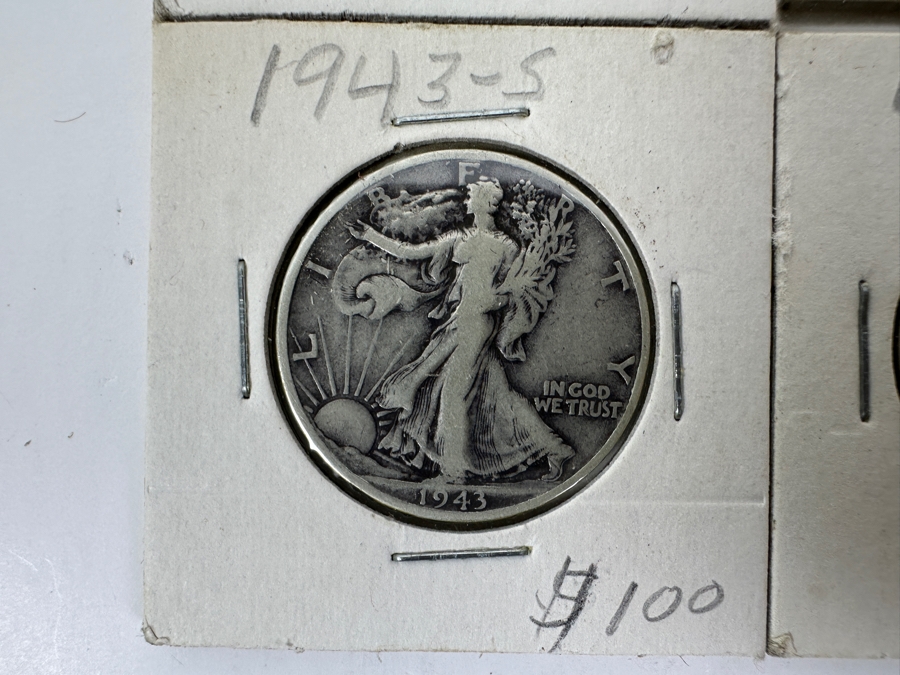 (4) Walking Liberty Silver Half Dollars: 1943, 1943-D, 1943-S And 1944 [Photo 4]