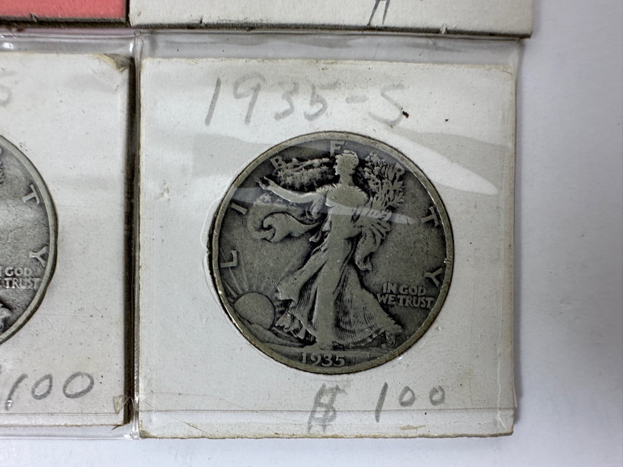 (4) Walking Liberty Silver Half Dollars: 1935-S, 1944-S, 1945-D And 1945-S [Photo 5]