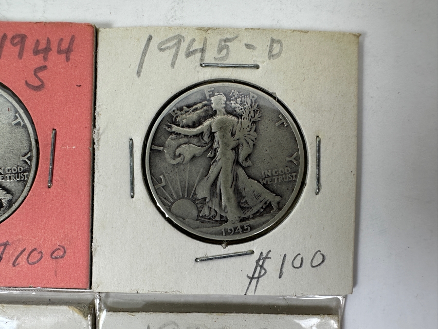 (4) Walking Liberty Silver Half Dollars: 1935-S, 1944-S, 1945-D And 1945-S [Photo 3]