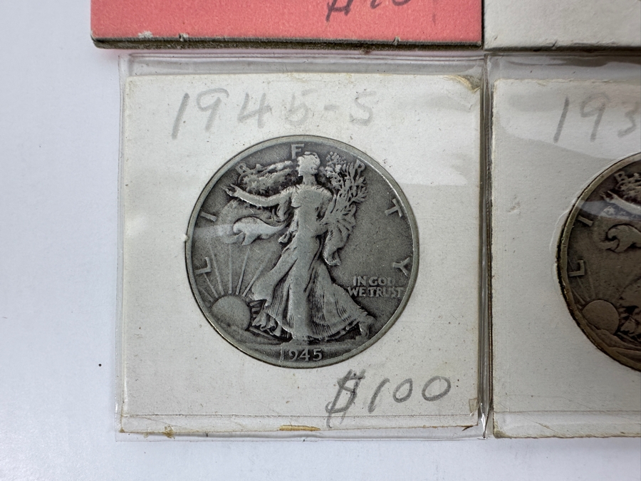 (4) Walking Liberty Silver Half Dollars: 1935-S, 1944-S, 1945-D And 1945-S [Photo 4]