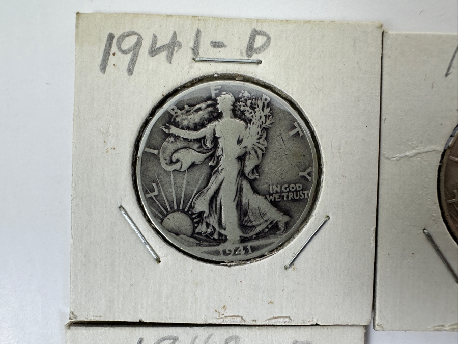 (4) Walking Liberty Silver Half Dollars: 1941-D, 1942-S, 1942-D And Unknown Year [Photo 2]