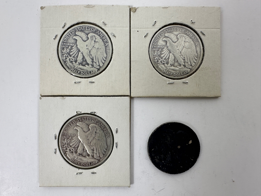(4) Walking Liberty Silver Half Dollars: 1941-D, 1942-S, 1942-D And Unknown Year [Photo 6]