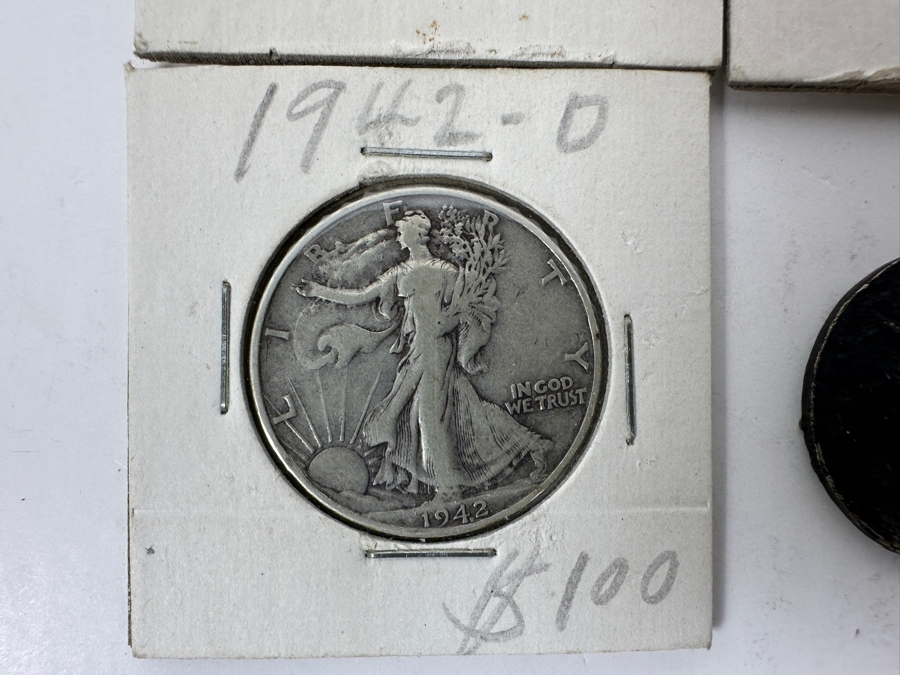 (4) Walking Liberty Silver Half Dollars: 1941-D, 1942-S, 1942-D And Unknown Year [Photo 4]
