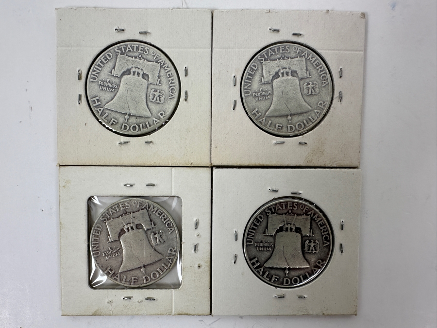 (4) Silver Franklin Half Dollars: 1953-S, 1954-D, 1954-S And 1957-D [Photo 6]