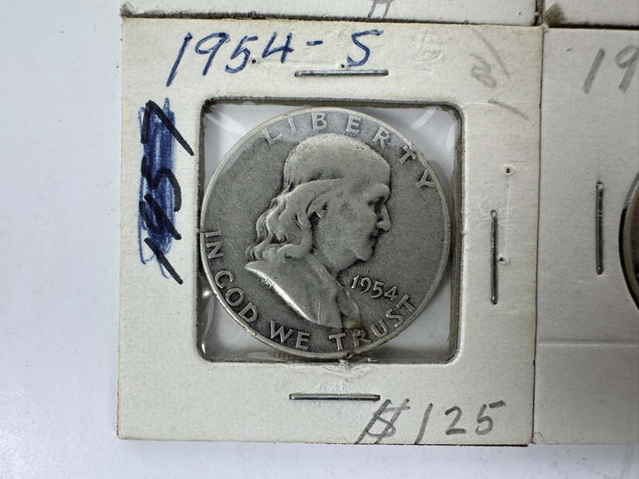 (4) Silver Franklin Half Dollars: 1953-S, 1954-D, 1954-S And 1957-D [Photo 4]