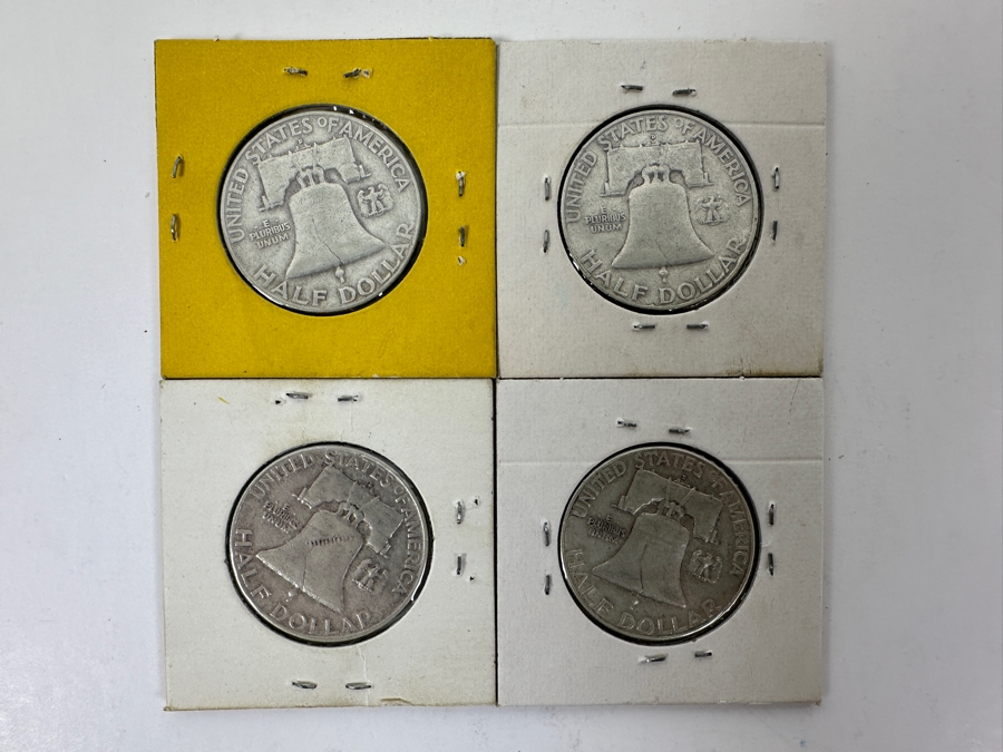 (4) Silver Franklin Half Dollars: 1958-D, 1959-D, 1960-D And 1961-D
 [Photo 6]