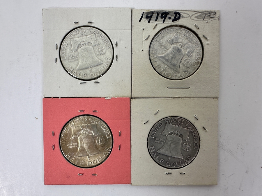(4) Silver Franklin Half Dollars: 1957-D, 1962-D, 1963-D And 1963-D Uncirculated [Photo 6]