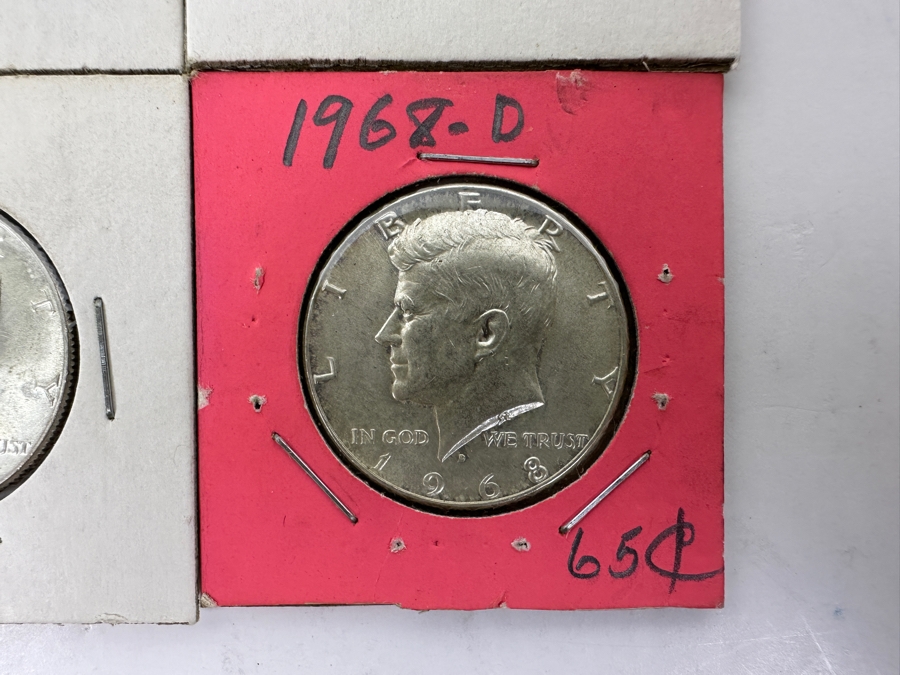 (4) Silver Kennedy Half Dollars: 1965, 1966, 1967 And 1968-D (Appear Uncirculated) [Photo 5]