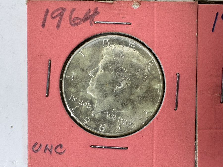 (4) First Year 1964 Silver Kennedy Half Dollars: (1) 1964-D And (1) 1964 Uncirculated [Photo 4]