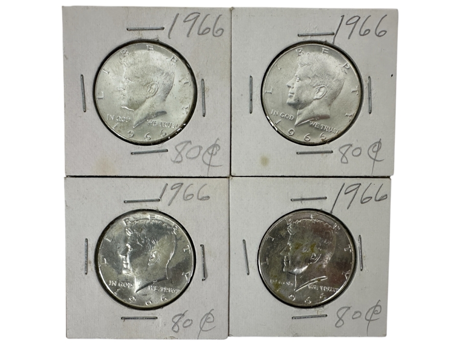 (4) 1966 Silver Kennedy Half Dollars - Appear Uncirculated