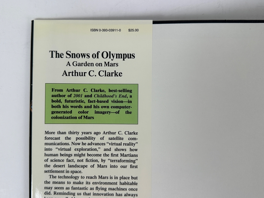Pair Of First Edition 1994 Hardcover Books By Arthur C. Clarke: The Snows Of Olympus - A Garden On Mars - The Illustrated Story Of Man's Colonization Of Mars [Photo 3]