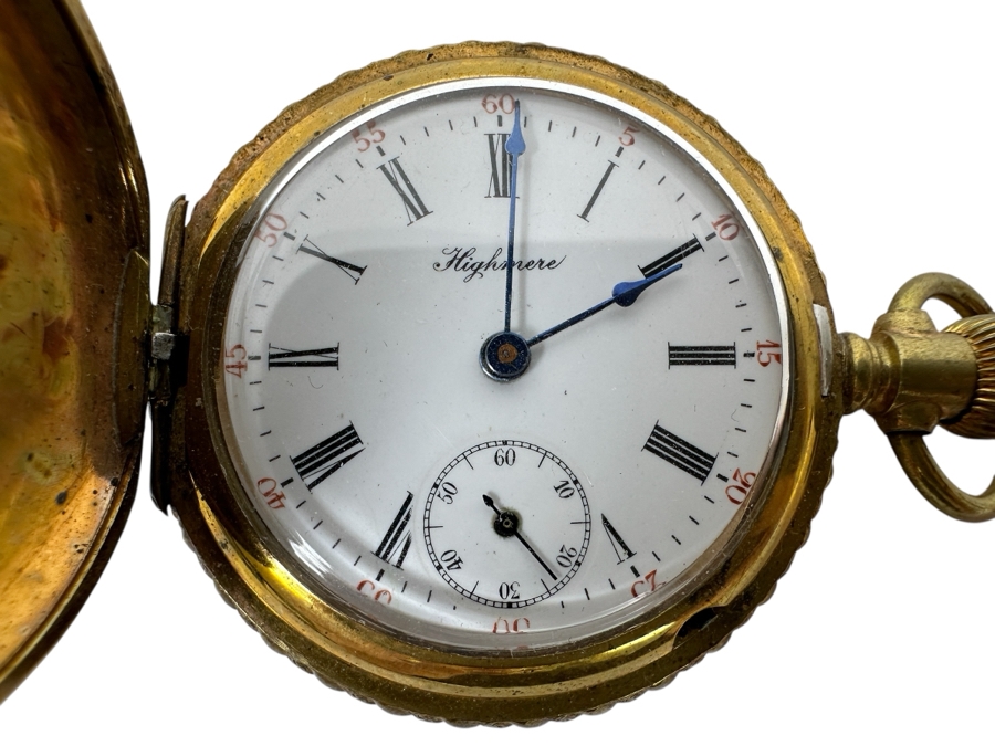 Vintage Working Highmere Pocket Watch 1.5'W