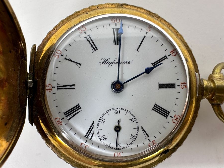 Vintage Working Highmere Pocket Watch 1.5'W [Photo 4]