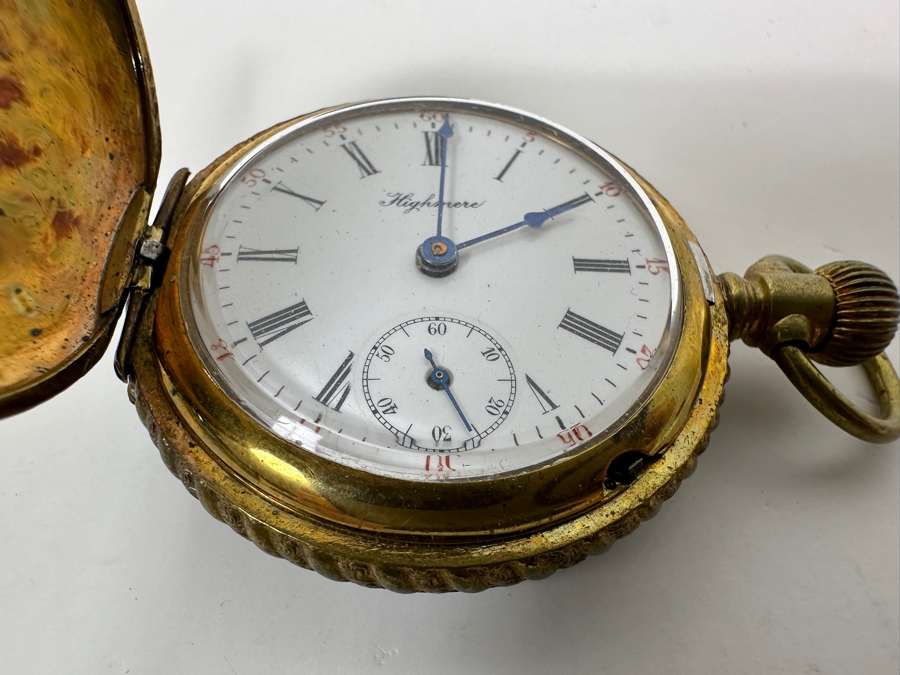 Vintage Working Highmere Pocket Watch 1.5'W [Photo 3]