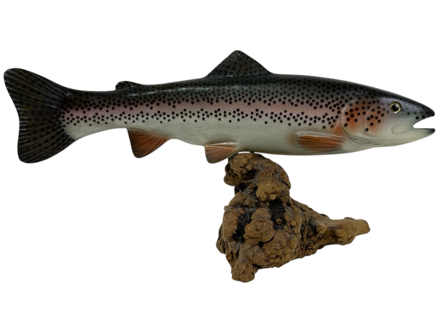 Big Sky Carvers Carved Wooden Trout Sculpture 17'W X 9'H