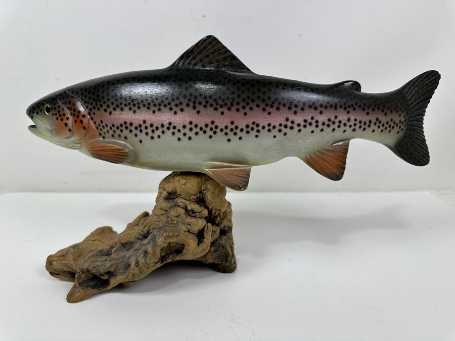 Big Sky Carvers Carved Wooden Trout Sculpture 17'W X 9'H [Photo 5]