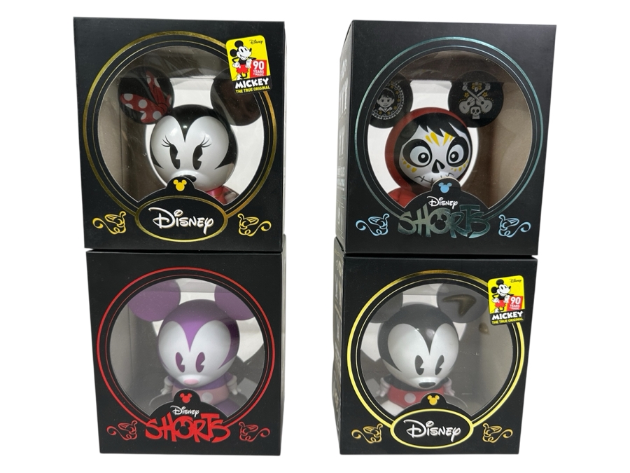 (4) New Disney Shorts Vinyl Collectible Toy Art Mickey Mouse Figurines By Francisco Herrera