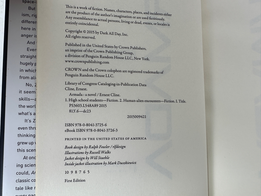 (2) Hardcover Books: Ready Player One By Ernest Cline And First Edition Book Armada By Ernest Cline [Photo 4]