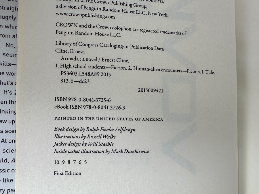 (2) Hardcover Books: Ready Player One By Ernest Cline And First Edition Book Armada By Ernest Cline [Photo 5]