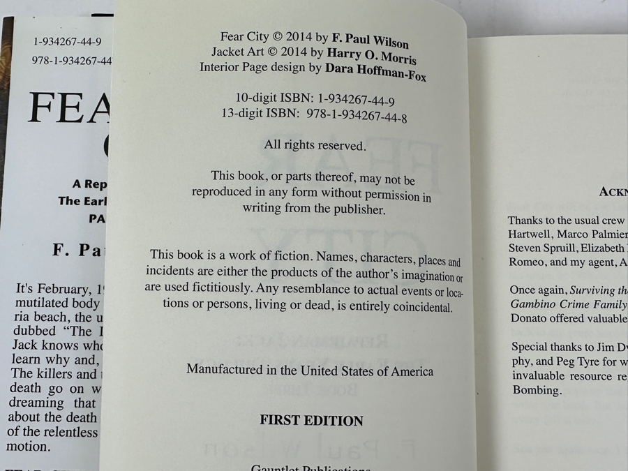 Rare Signed First Edition Hardcover Book Fear City Hand Signed By F. Paul Wilson Limited To 500 Copies [Photo 9]