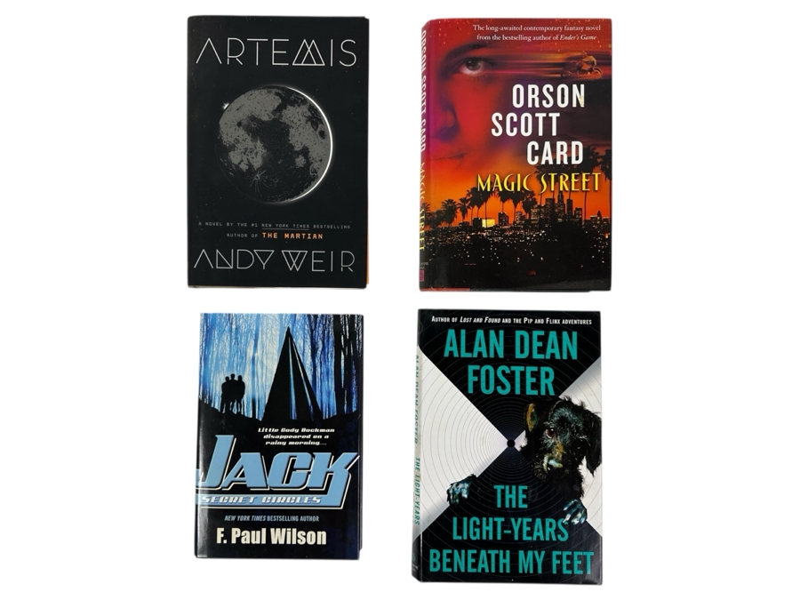 (4) First Edition Hardcover Books: Artemis By Andy Weir, Magic Street By Orson Scott Card, Jack Secret Circles By F. Paul Wilson And The Light-Years Beneath My Feet By Alan Dean Foster