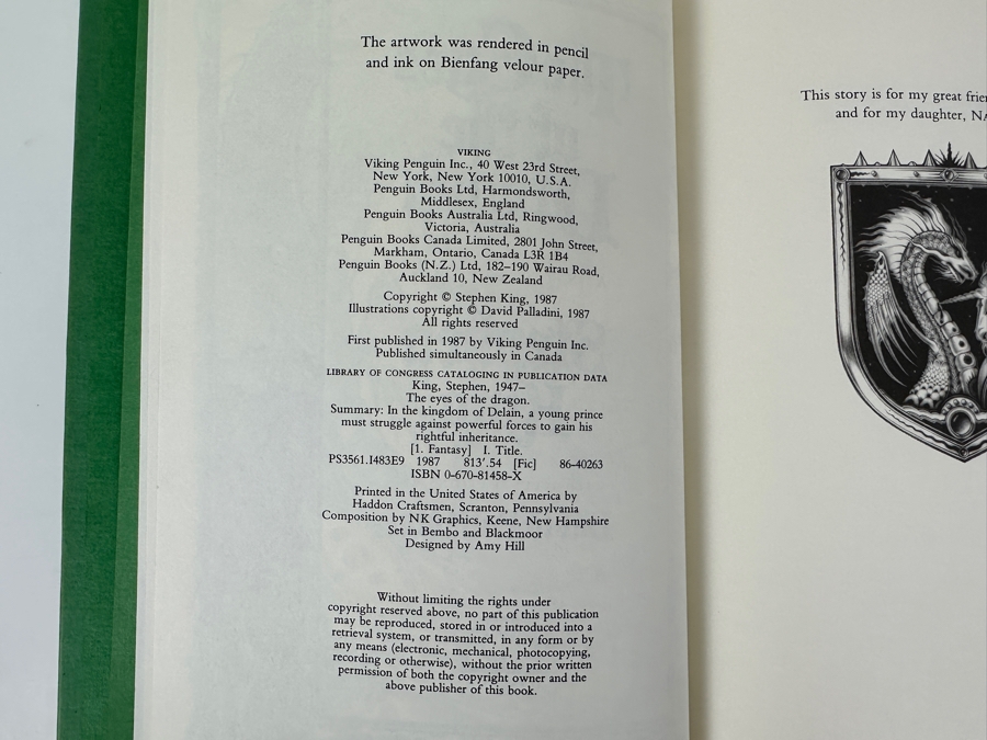 Vintage 1987 First Edition Hardcover Book The Eyes Of The Dragon By Stephen King [Photo 5]