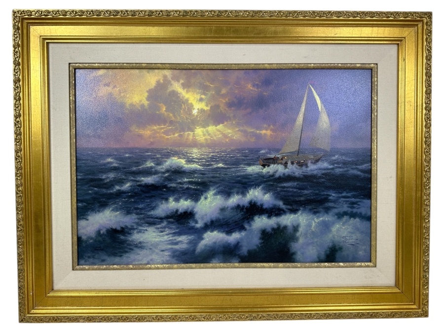 Thomas Kinkade Limited Edition Canvas Print Titled Perseverance Life Values Collection I 27' X 18' Numbered 2308 Of 2950 Framed With COA