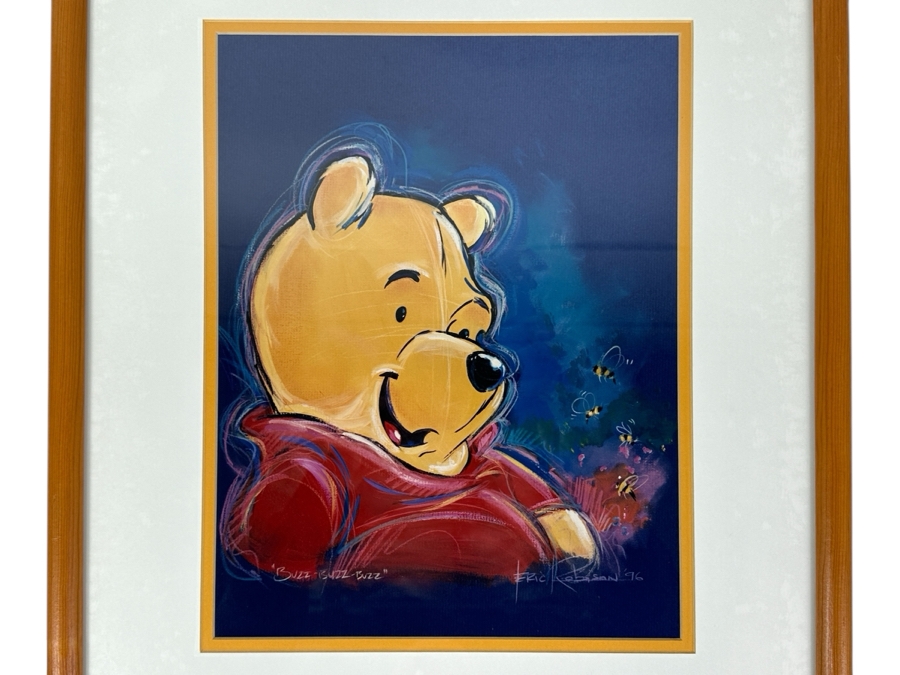 Winnie The Pooh By Eric Robison - 1996 Disney Gallery Special Event Print 10 X 13 Framed 17 X 20