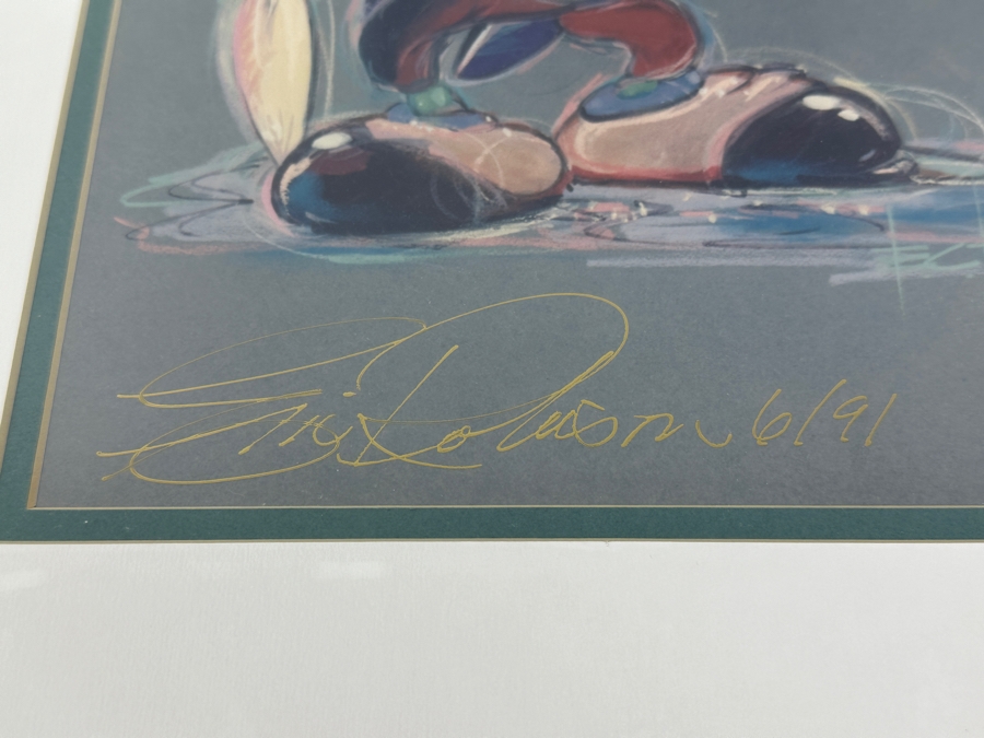 Hand Signed By Artist - Jiminy Cricket By Eric Robison - 1991 Disney Gallery Special Event Print 10 X 13 Framed 17 X 20 - Signed And Dated Lower Left By Eric Robison [Photo 4]