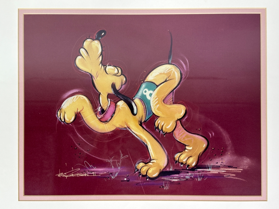 Pluto By Eric Robison - 1991 Disney Gallery Special Event Print 10 X 13 Framed 17 X 20