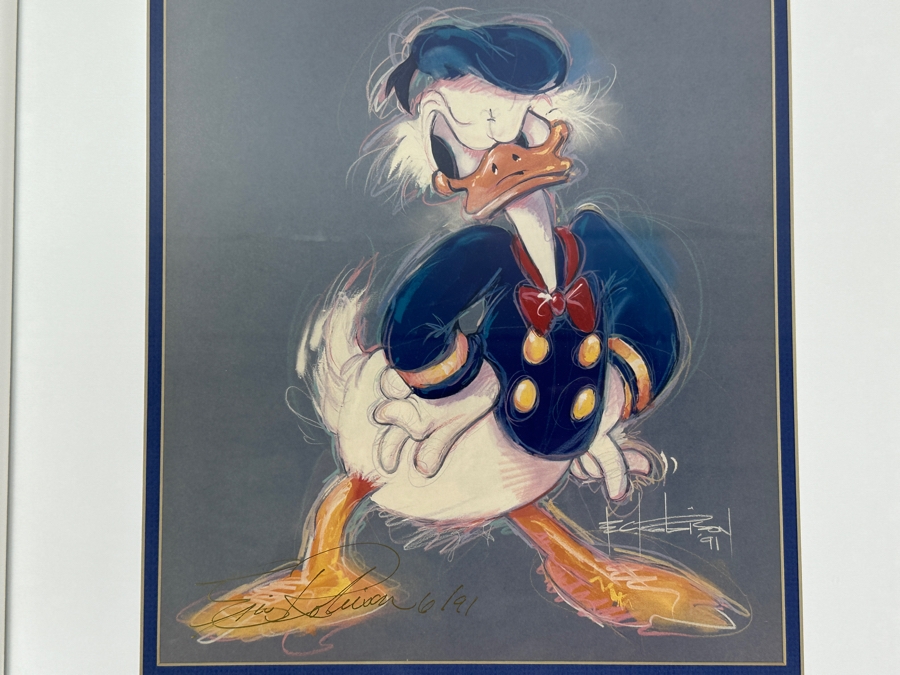 Hand Signed By Artist - Donald Duck By Eric Robison - 1991 Disney Gallery Special Event Print 10 X 13 Framed 17 X 20 - Signed And Dated Lower Left By Eric Robison [Photo 3]