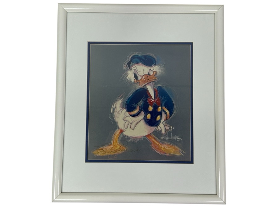 Hand Signed By Artist - Donald Duck By Eric Robison - 1991 Disney Gallery Special Event Print 10 X 13 Framed 17 X 20 - Signed And Dated Lower Left By Eric Robison [Photo 2]