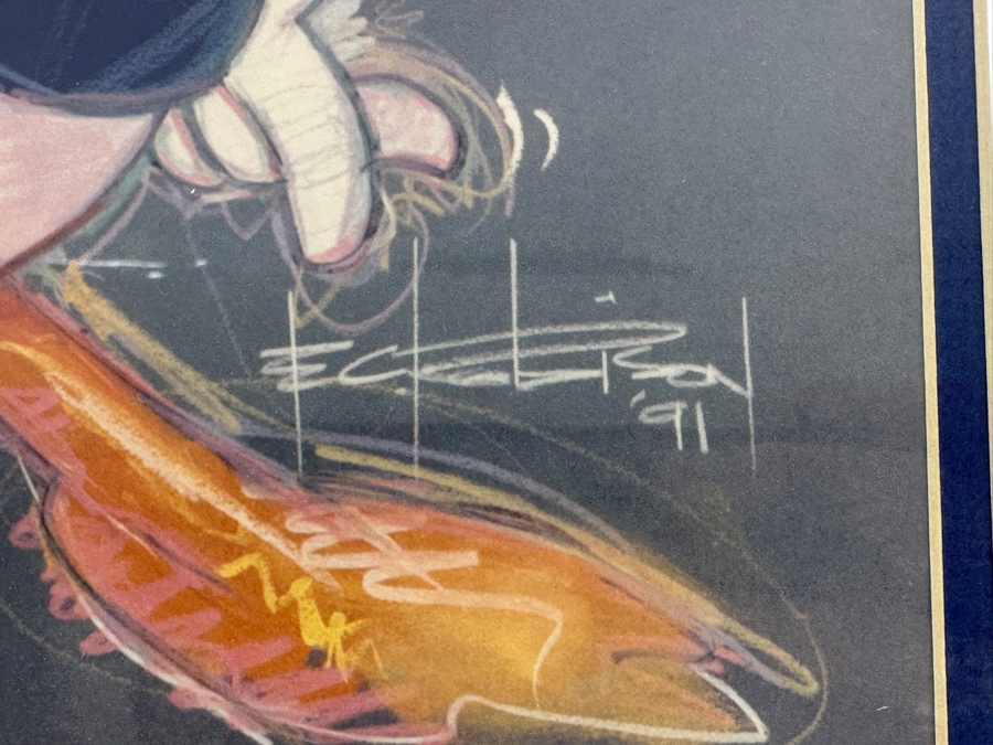 Hand Signed By Artist - Donald Duck By Eric Robison - 1991 Disney Gallery Special Event Print 10 X 13 Framed 17 X 20 - Signed And Dated Lower Left By Eric Robison [Photo 7]