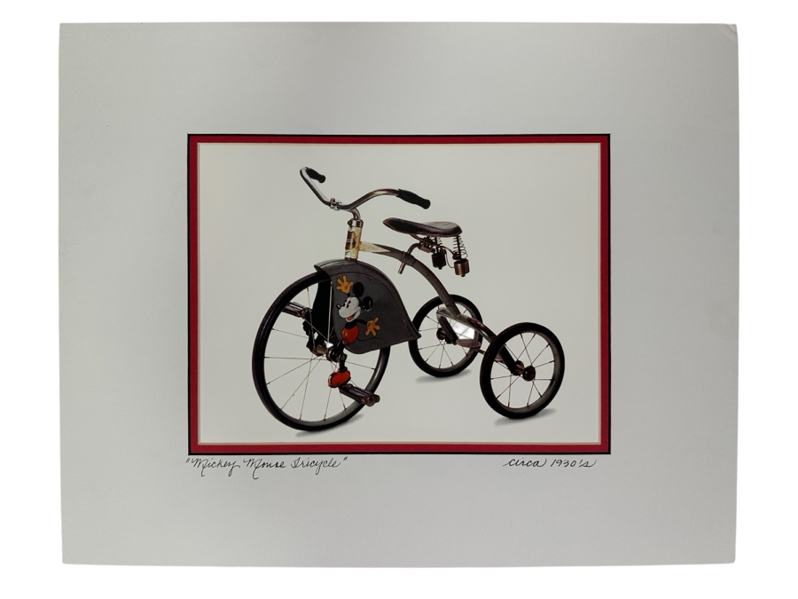 Matted Photo Of A Vintage Mickey Mouse Tricycle Circa 1930's 12 X 9 / 20 X 16  [Photo 2]