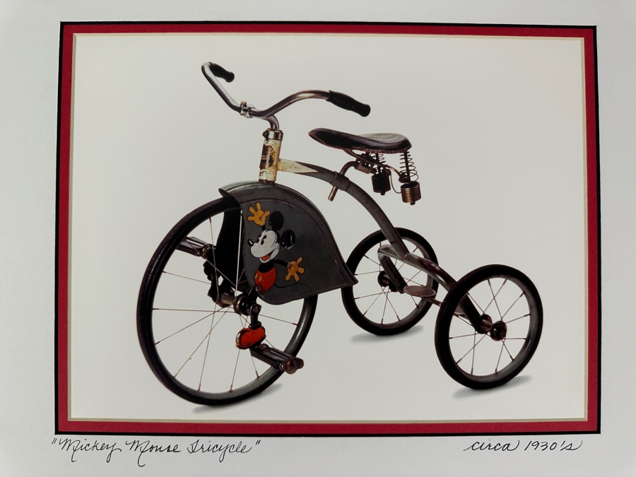Matted Photo Of A Vintage Mickey Mouse Tricycle Circa 1930's 12 X 9 / 20 X 16 