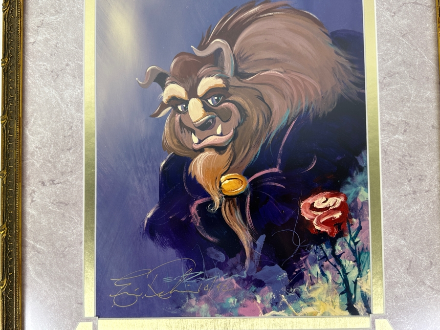 Hand Signed By Artist - Beast From The Beauty And The Beast By Eric Robison - 1992 Disney Gallery Special Event Print 10 X 13 Framed 17 X 20 - Signed And Dated Lower Left By Eric Robison [Photo 3]
