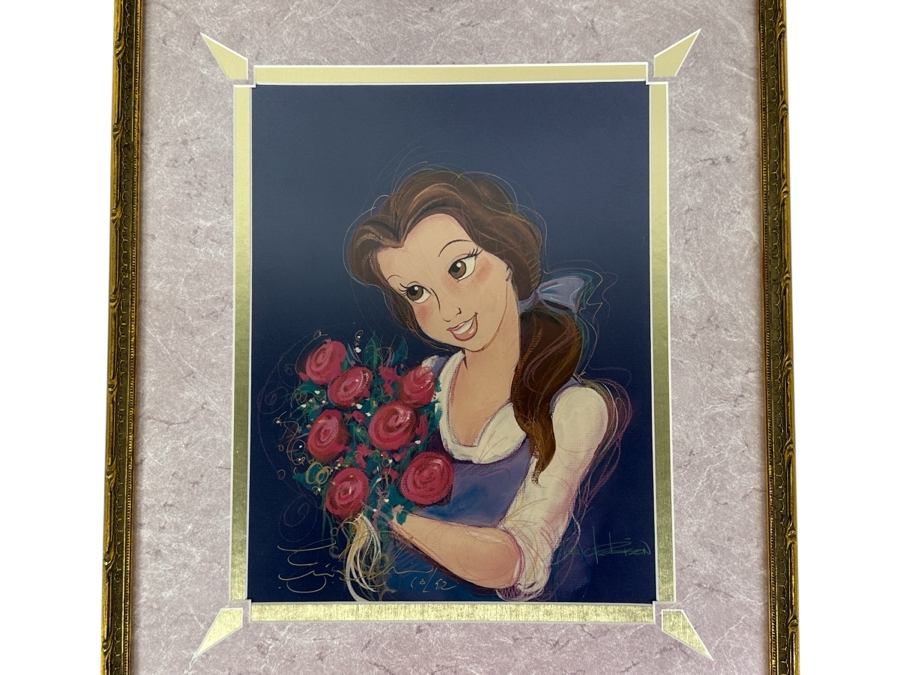 Hand Signed By Artist - Belle From The Beauty And The Beast By Eric Robison - 1992 Disney Gallery Special Event Print 10 X 13 Framed 17 X 20 - Signed And Dated Lower Left By Eric Robison