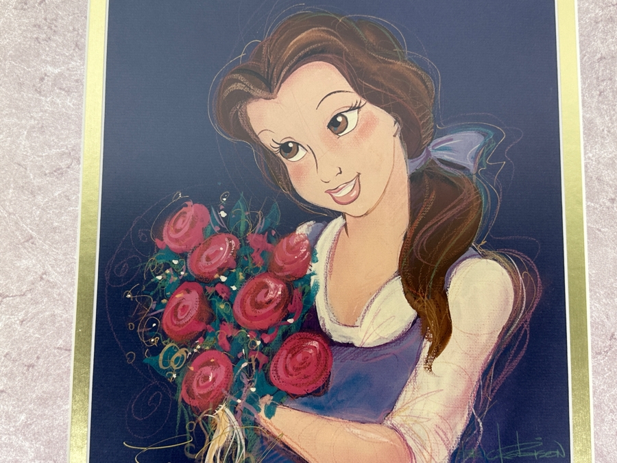 Hand Signed By Artist - Belle From The Beauty And The Beast By Eric Robison - 1992 Disney Gallery Special Event Print 10 X 13 Framed 17 X 20 - Signed And Dated Lower Left By Eric Robison [Photo 3]
