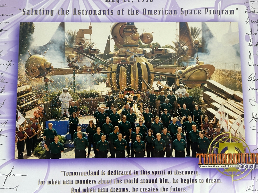 Tomorrowland Astronauts Print From The 1998 Tomorrowland Grand Opening Ceremony - Facsimile Signatures 23.5 X 17.5 Framed 29 X 23 [Photo 5]
