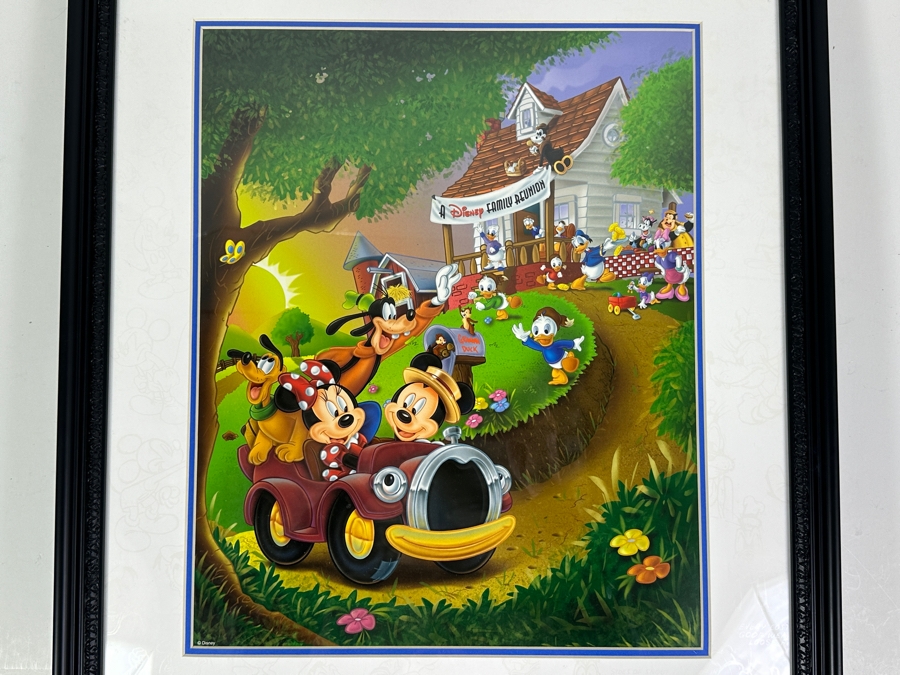 Disneyana Convention Print (Mickey And Minnie Mouse In Car) 2001 Convention Exclusive 13 X 16 Framed 20 X 26