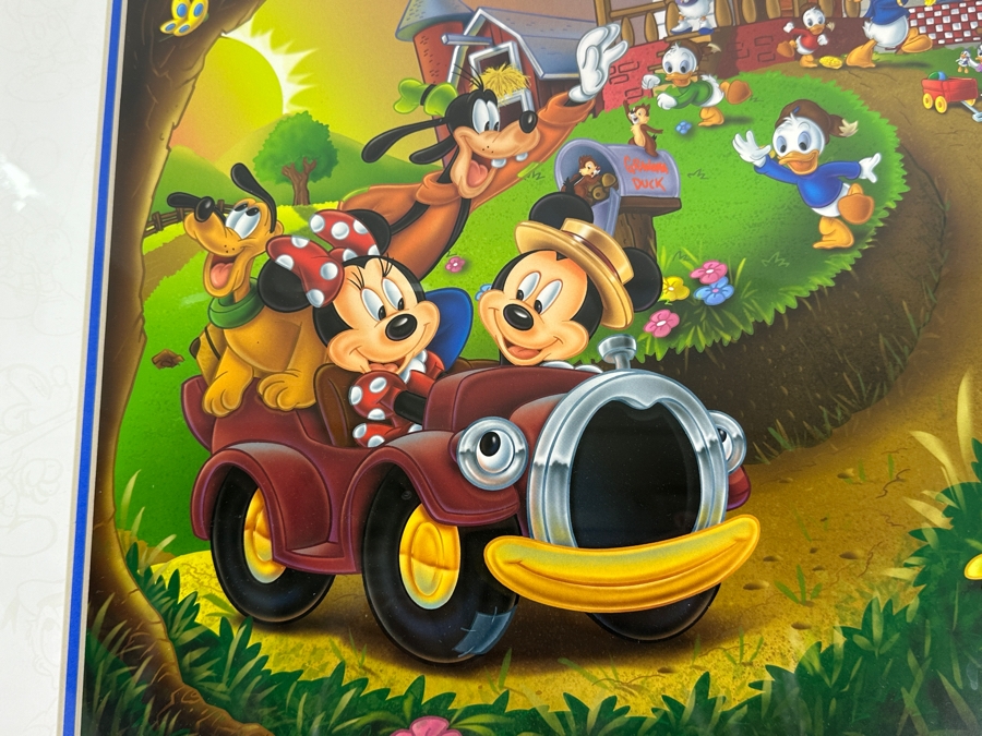 Disneyana Convention Print (Mickey And Minnie Mouse In Car) 2001 Convention Exclusive 13 X 16 Framed 20 X 26 [Photo 5]