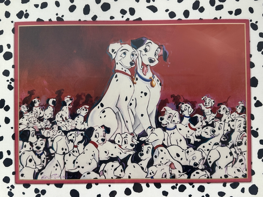 101 Dalmations (Family) By Eric Robison From The 1996 Disney Gallery Special Artist Event 13.5 X 9 Framed 20.5 X 17.5