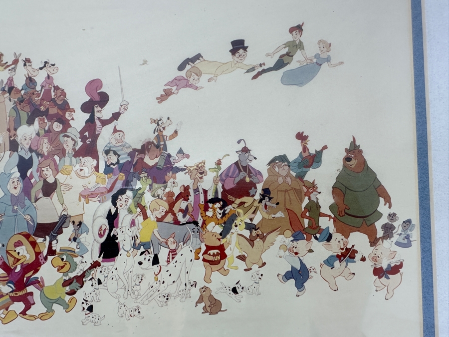 Disney Character Mural Print By Bill Justice Celebrating '50 Happy Years' The 50th Anniversary Of Walt Disney Productions 20 X 8 Framed 28 X 16 [Photo 8]