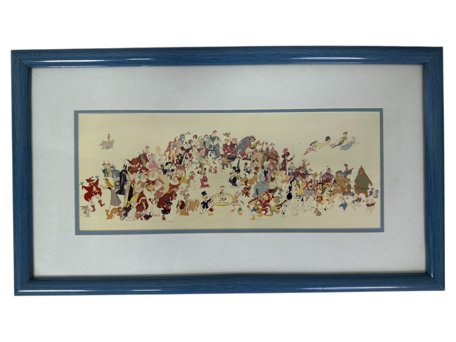 Disney Character Mural Print By Bill Justice Celebrating '50 Happy Years' The 50th Anniversary Of Walt Disney Productions 20 X 8 Framed 28 X 16 [Photo 2]