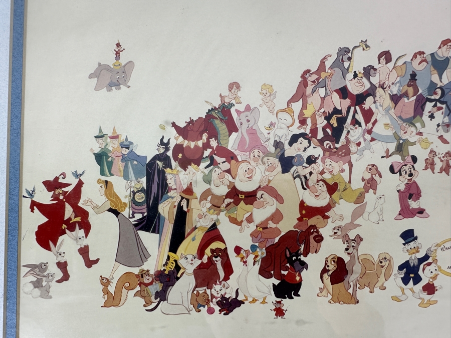 Disney Character Mural Print By Bill Justice Celebrating '50 Happy Years' The 50th Anniversary Of Walt Disney Productions 20 X 8 Framed 28 X 16 [Photo 5]